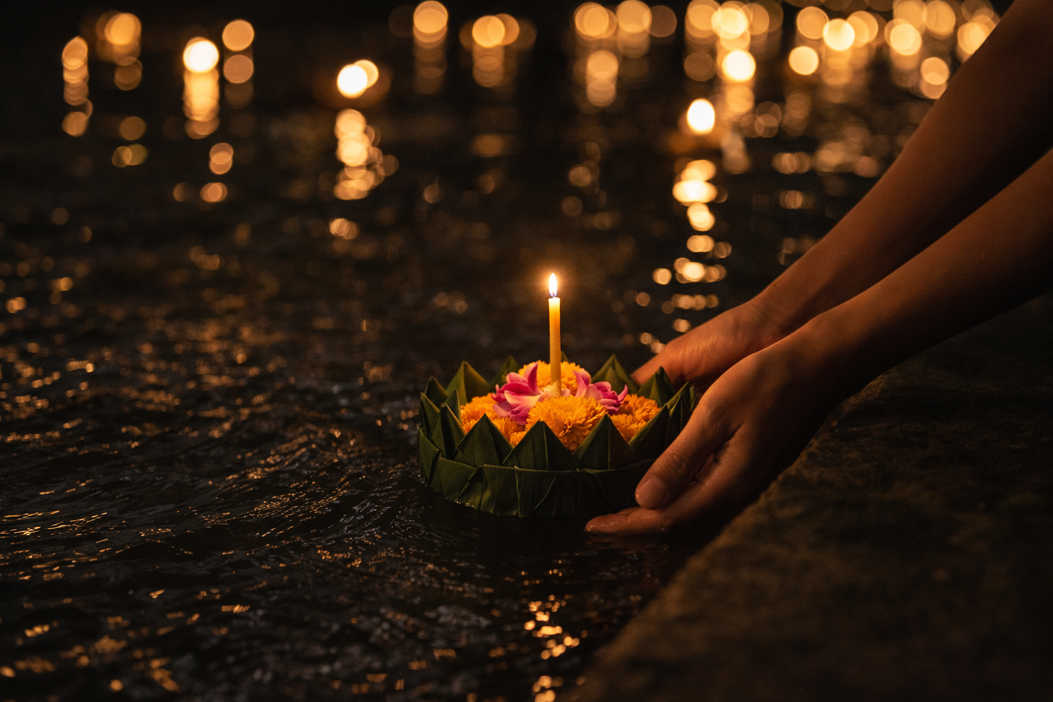 Loy Krathong floating candles
